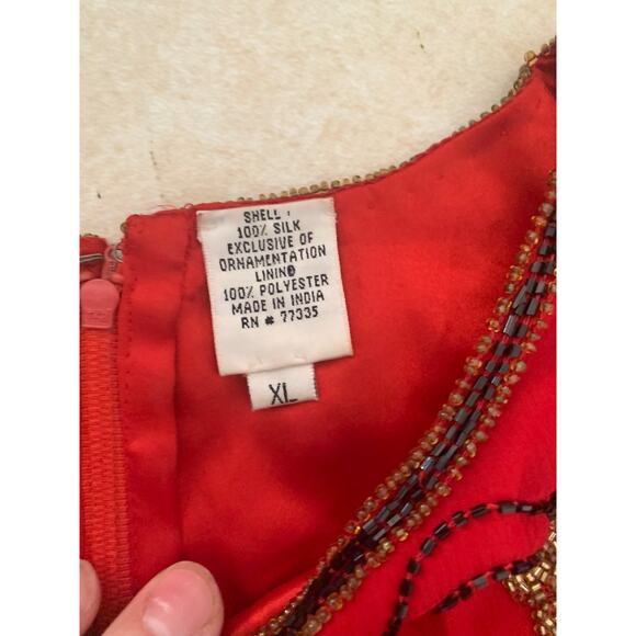 Vintage Scala silk beaded sequin top womans size XL formal red golden girls - Picture 4 of 10